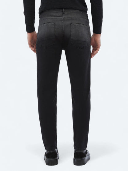 Siyah Slim Fit Çevre Dostu Denim Pamuk Karışımlı Pantolon