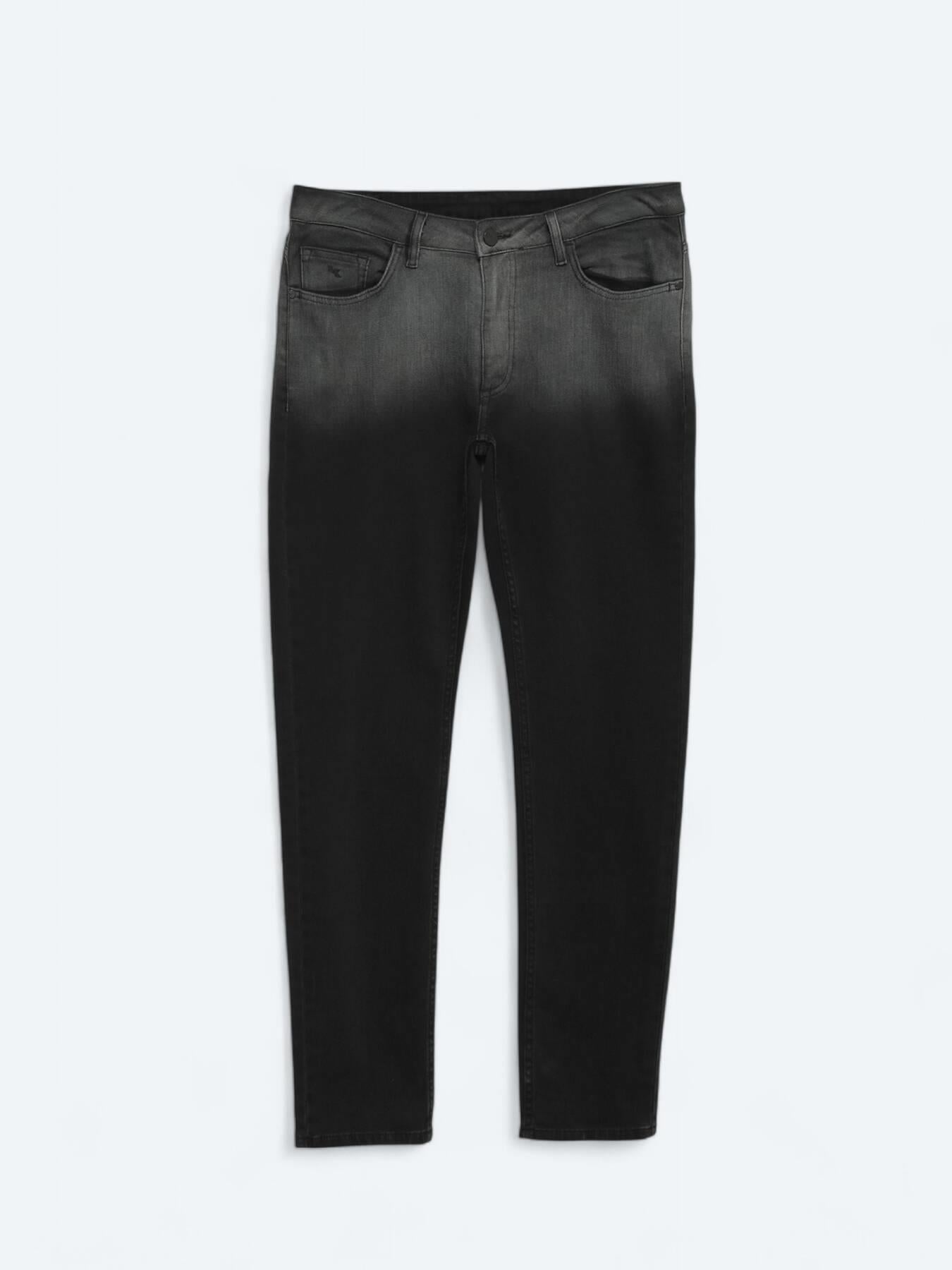 Siyah Slim Fit Çevre Dostu Denim Pamuk Karışımlı Pantolon