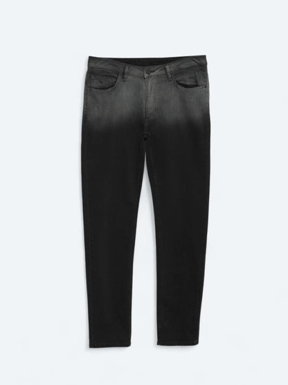 Siyah Slim Fit Çevre Dostu Denim Pamuk Karışımlı Pantolon
