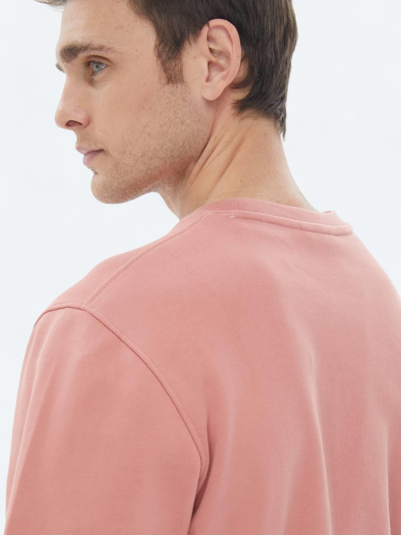 Pembe Bisiklet Yaka Baskılı Sweatshırt