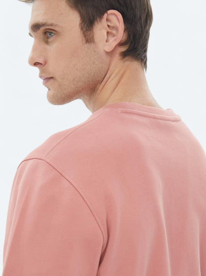 Pembe Bisiklet Yaka Baskılı Sweatshırt