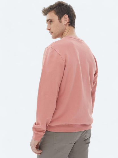 Pembe Bisiklet Yaka Baskılı Sweatshırt