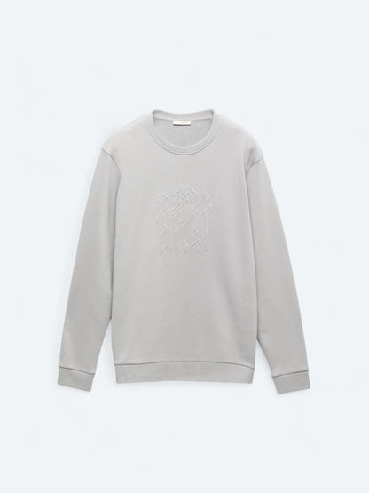 Lila Bisiklet Yaka Baskılı Sweatshırt
