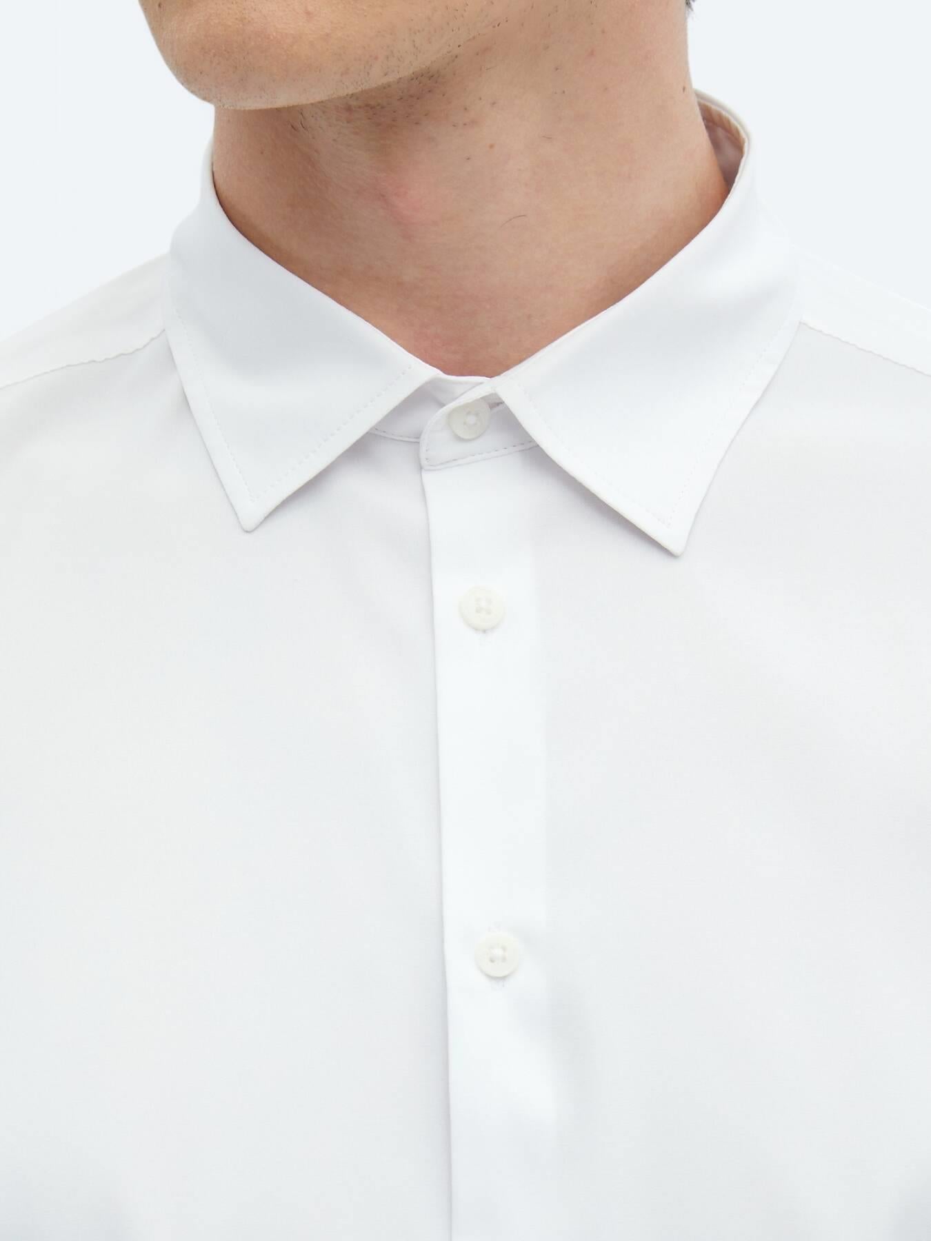 Beyaz Düz Regular Fit Uzun Dokuma Casual Gömlek