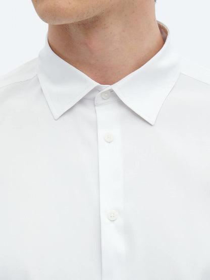 Beyaz Düz Regular Fit Uzun Dokuma Casual Gömlek