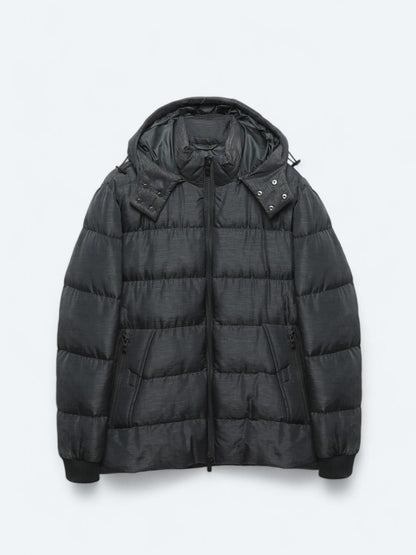Lacivert Regular Fit Kapüşonlu Casual Dokuma Mont
