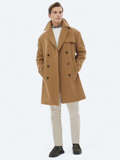 Deve Tüyü Oversize Fit Kruvaze Yaka Casual Dokuma Pardösü
