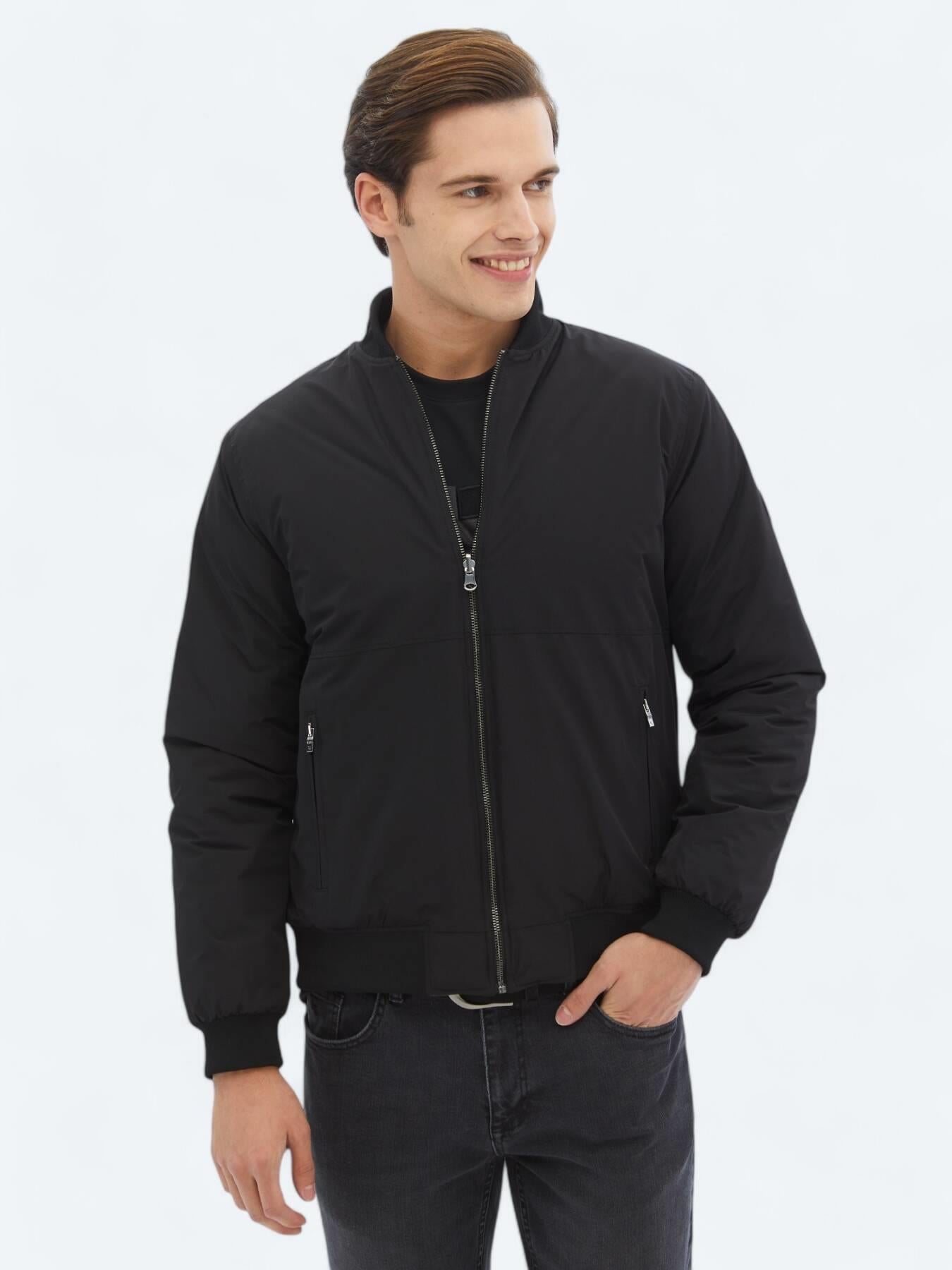 Antrasit Regular Fit Dik Yaka Casual Dokuma Mont