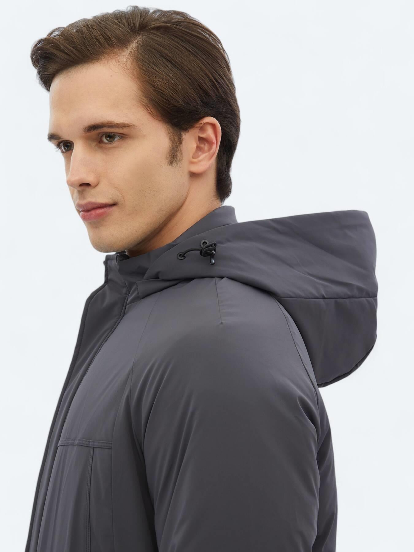 Gri Regular Fit Casual Dokuma Mont