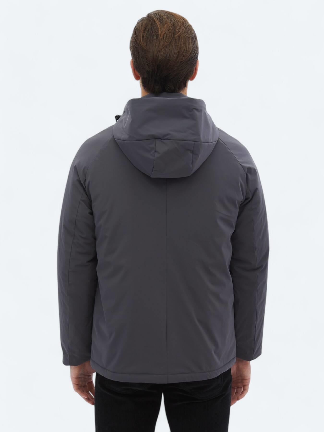 Gri Regular Fit Casual Dokuma Mont