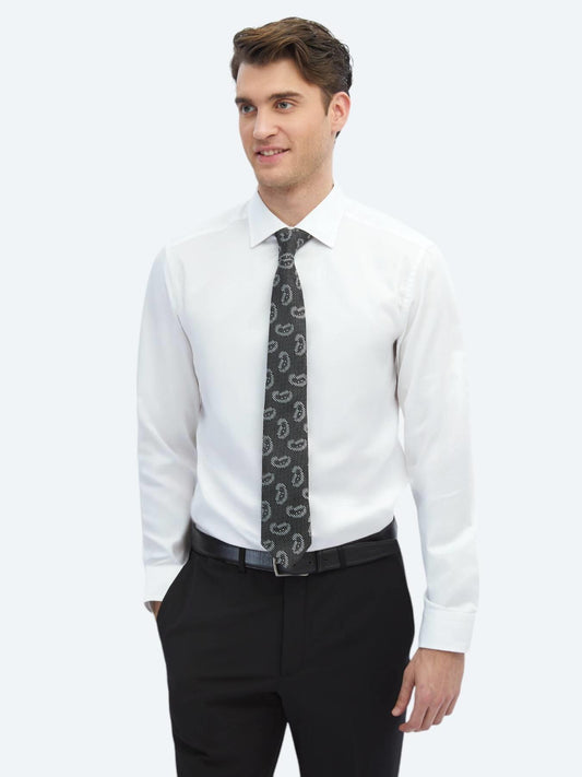 Beyaz Düz Slim Fit Uzun Dokuma Klasik %100 Pamuk Gömlek