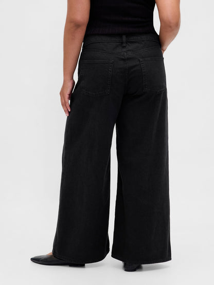 Siyah Mid Rise Ultrasoft Extra Baggy Jean Pantolon
