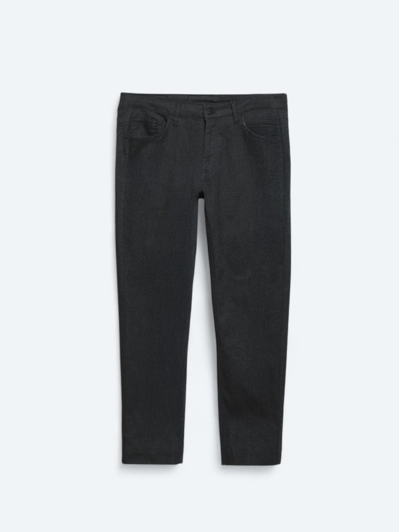 Lacivert Dokuma Slim Fit Casual Pamuk Karışımlı Pantolon