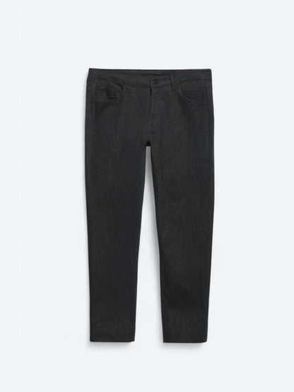 Lacivert Dokuma Slim Fit Casual Pamuk Karışımlı Pantolon