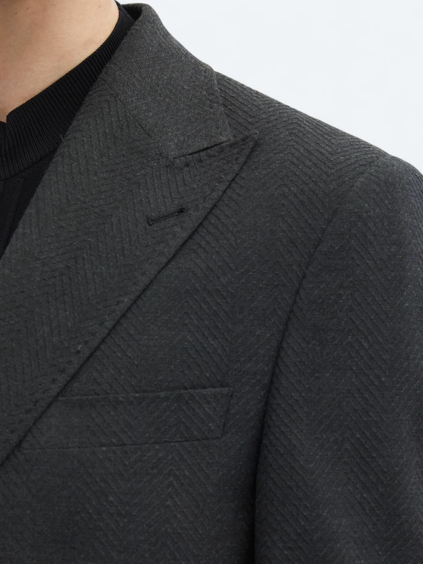 Antrasit Desenli Modern Fit Çevre Dostu Ceket