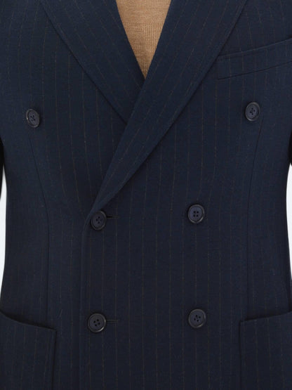 Lacivert Çizgili Modern Fit Örme Ceket