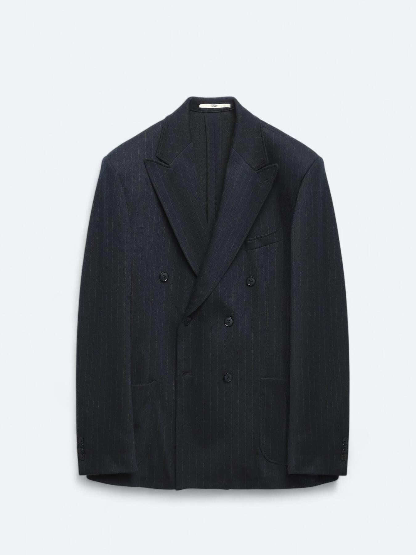 Lacivert Çizgili Modern Fit Örme Ceket