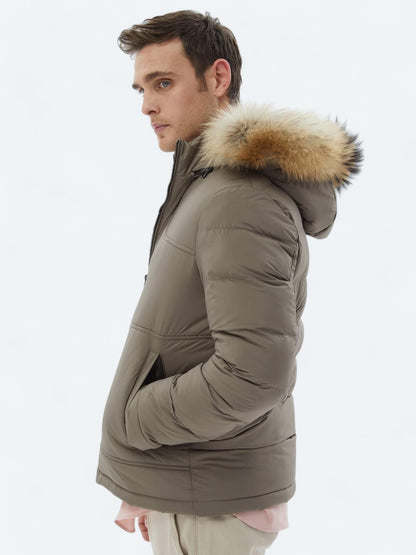 Vizon Regular Fit Kapüşonlu Casual Dokuma Mont