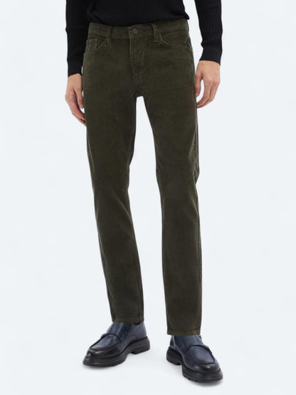 Haki Dokuma Slim Fit Kadife Casual Pamuk Karışımlı Pantolon