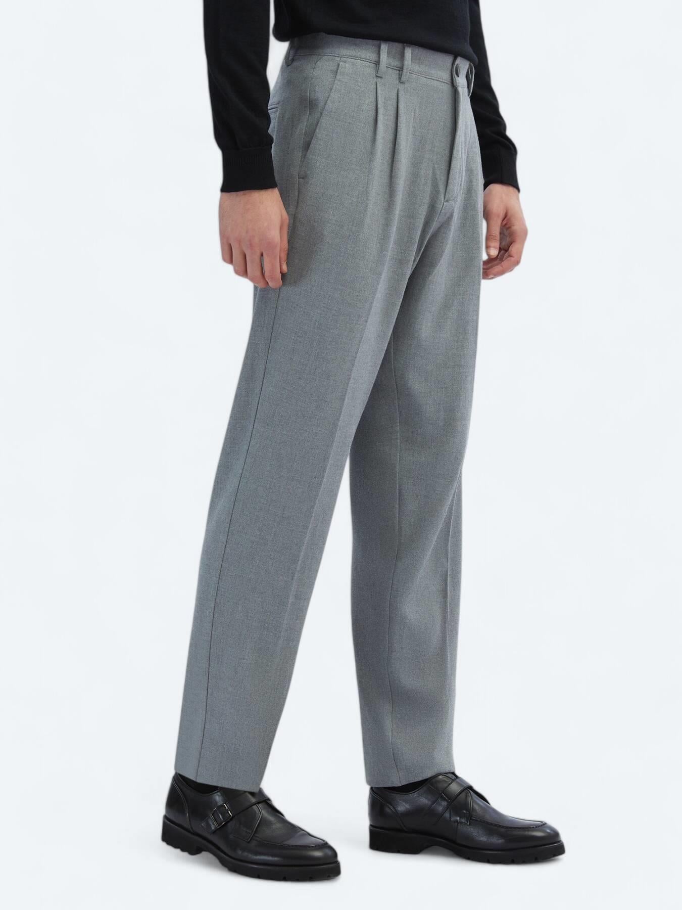 Gri Dokuma Carrot Fit Casual Pantolon