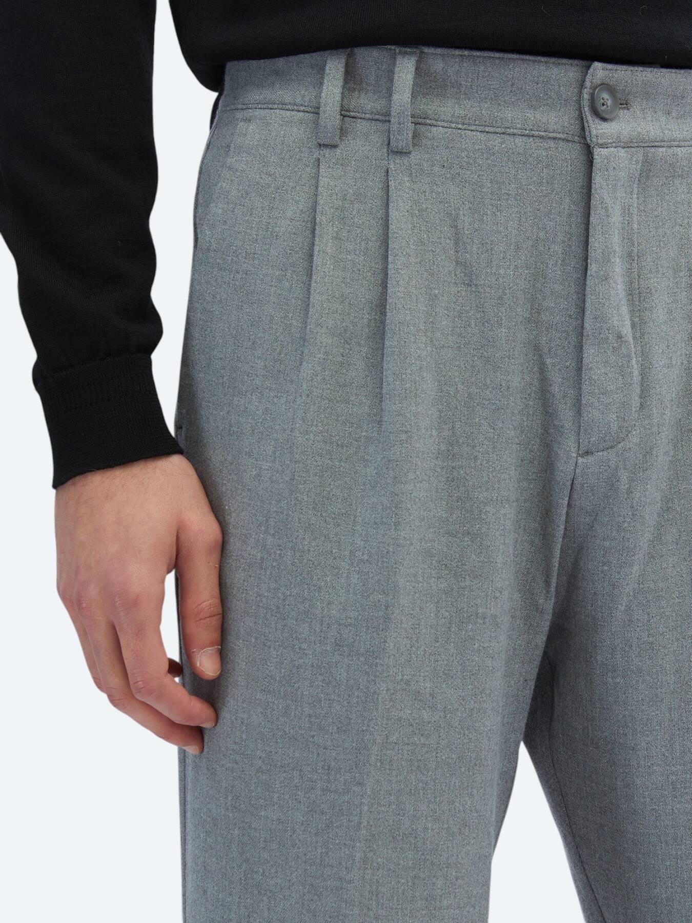 Gri Dokuma Carrot Fit Casual Pantolon