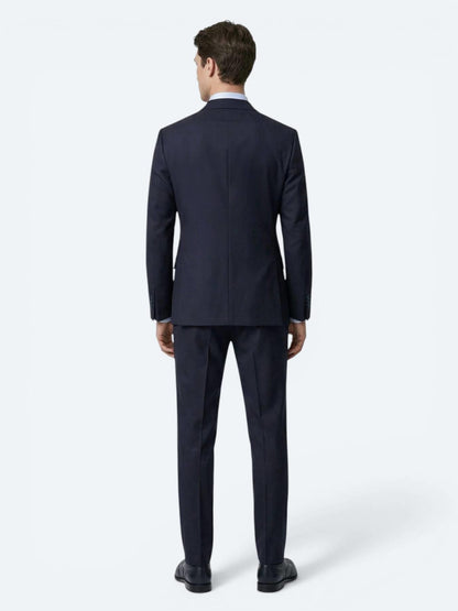 Lacivert Düz Modern Fit Yün Karışımlı Takım Elbise