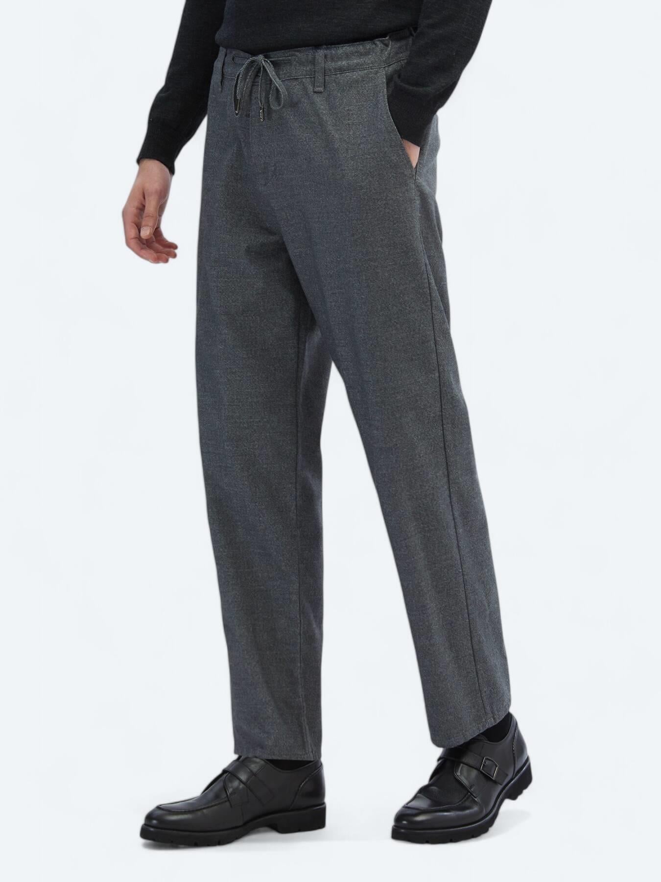 Gri Desenli Dokuma Jogging Fit Casual Pamuk Karışımlı Pantolon