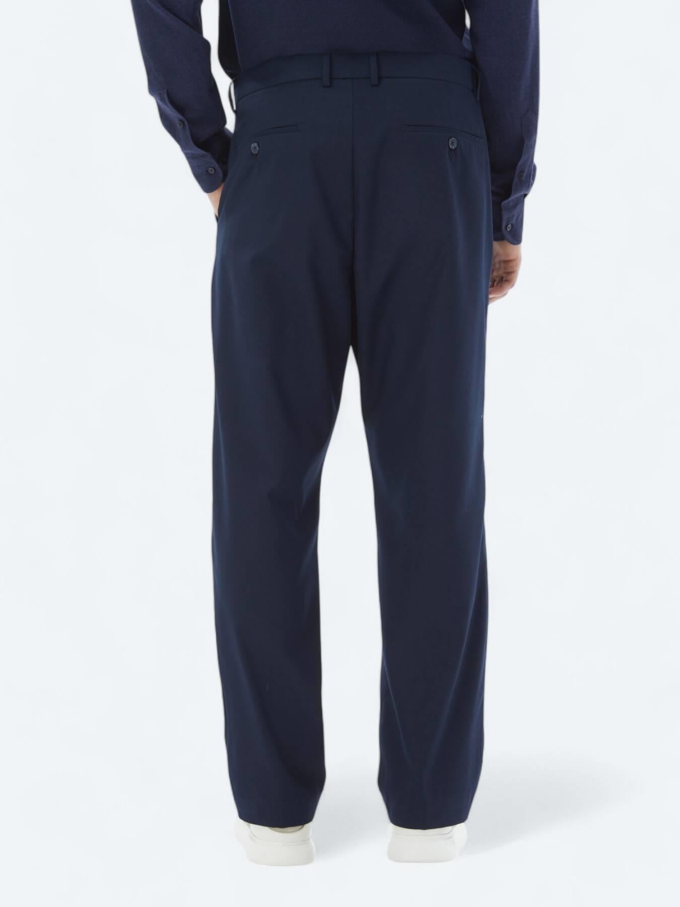 Lacivert Dokuma Loose Fit Casual Pantolon