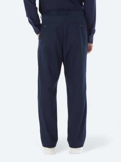 Lacivert Dokuma Loose Fit Casual Pantolon