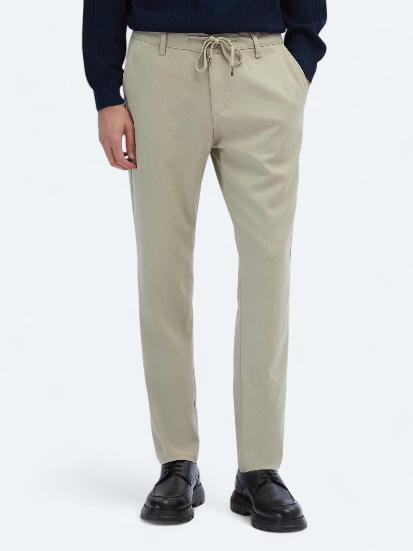 Bej Desenli Dokuma Jogging Fit Casual Pantolon