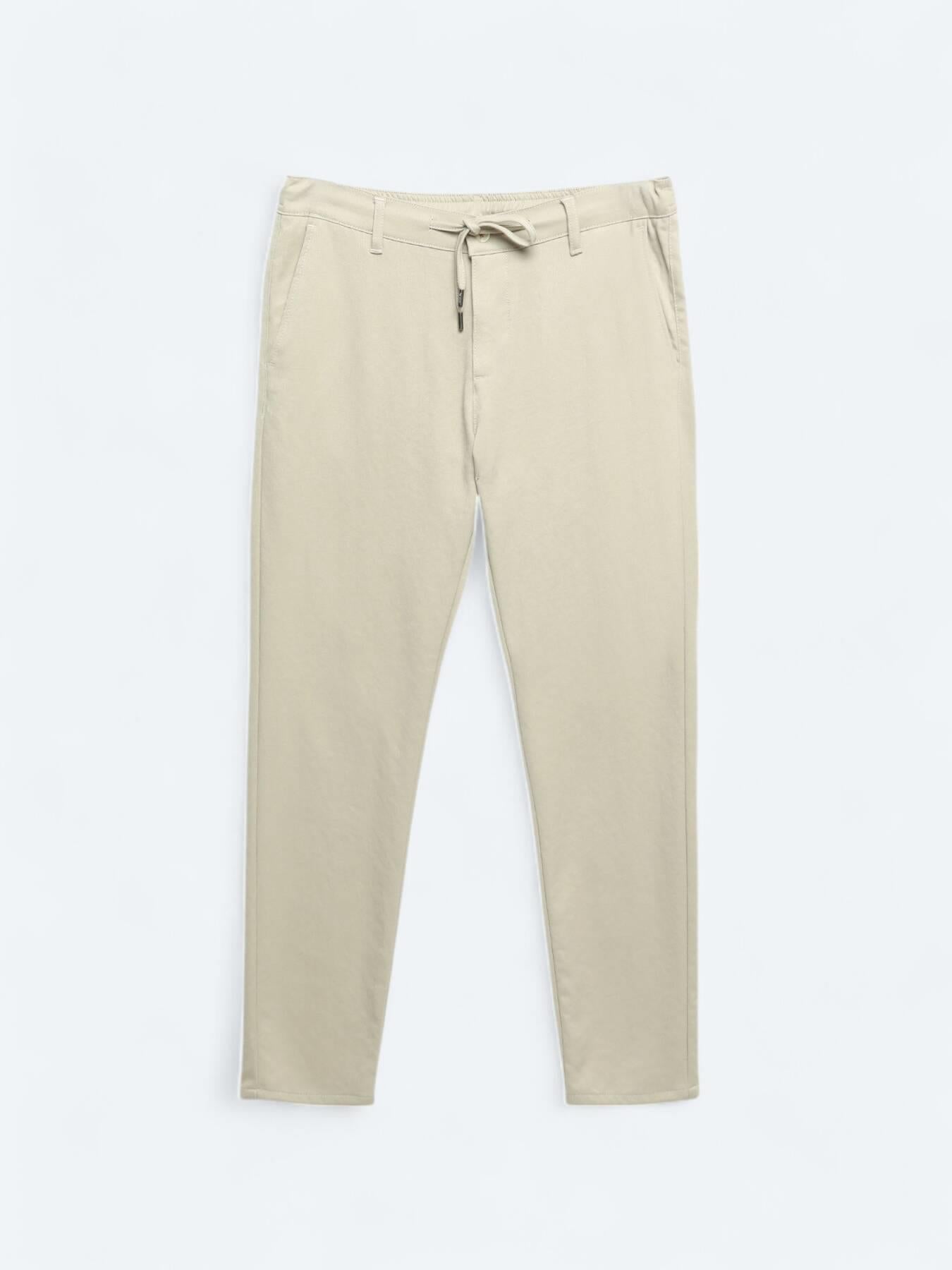 Bej Desenli Dokuma Jogging Fit Casual Pantolon