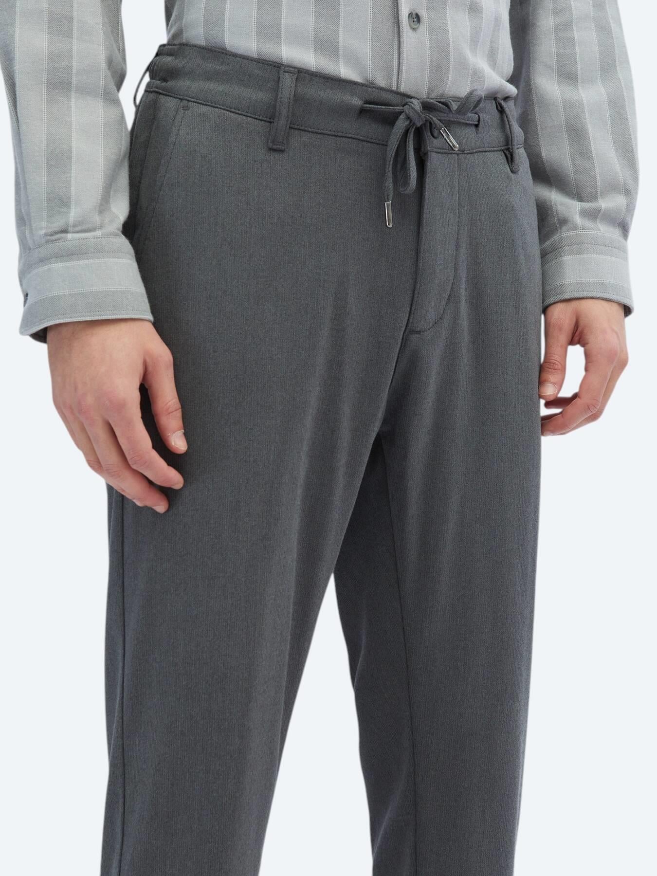 Gri Desenli Dokuma Jogging Fit Casual Pantolon