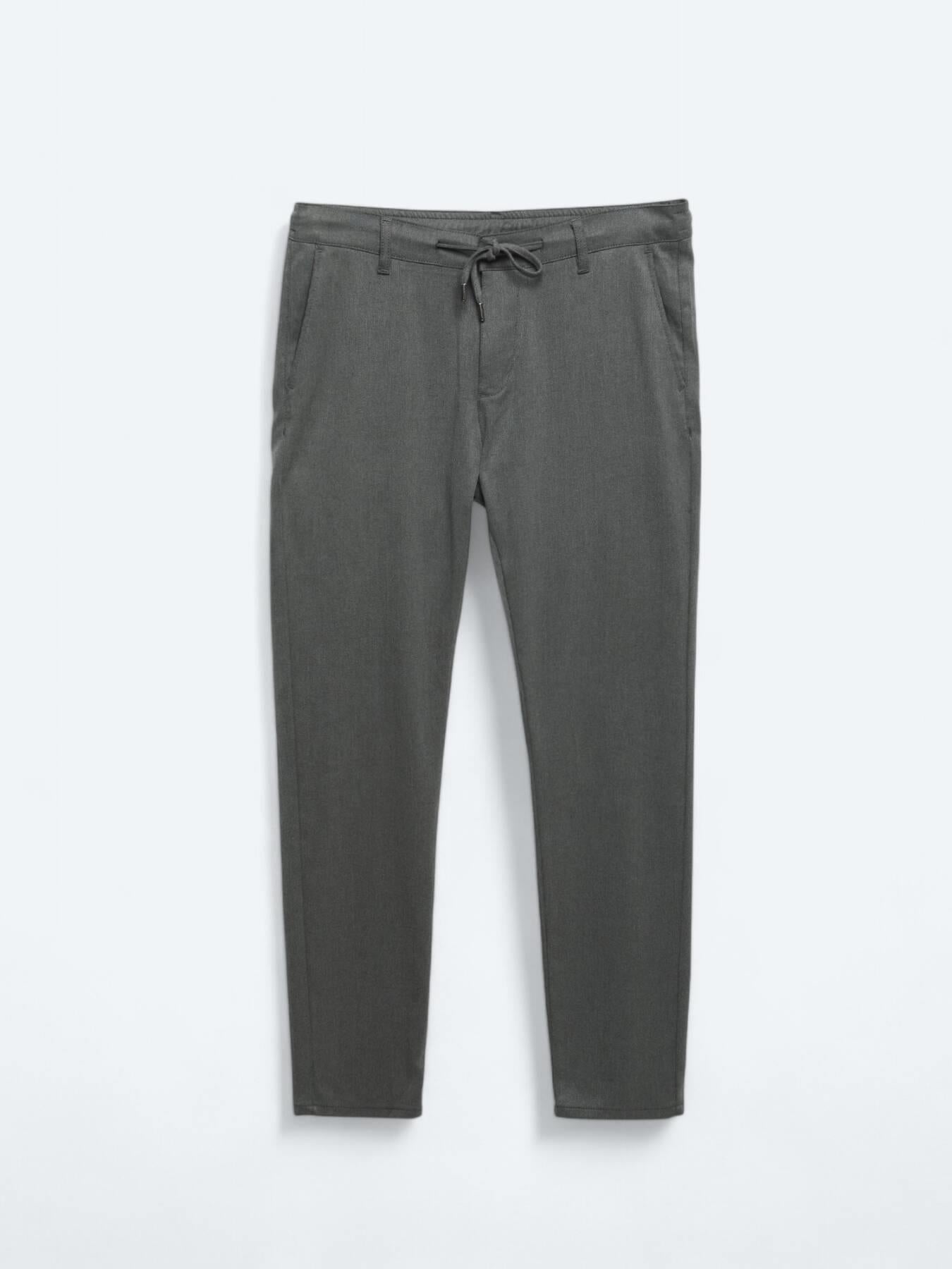 Gri Desenli Dokuma Jogging Fit Casual Pantolon