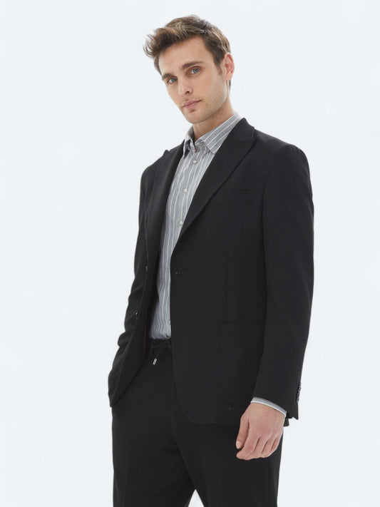 Siyah Desenli Modern Fit Takım Elbise