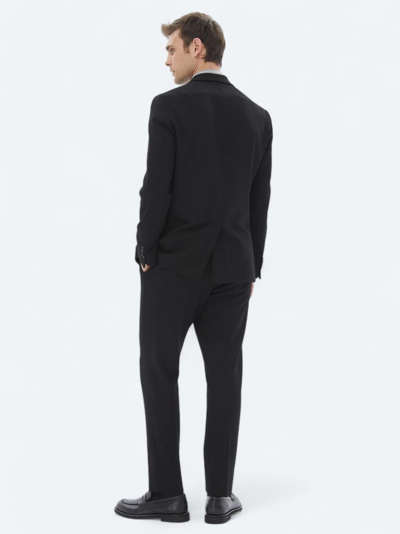 Siyah Desenli Modern Fit Takım Elbise
