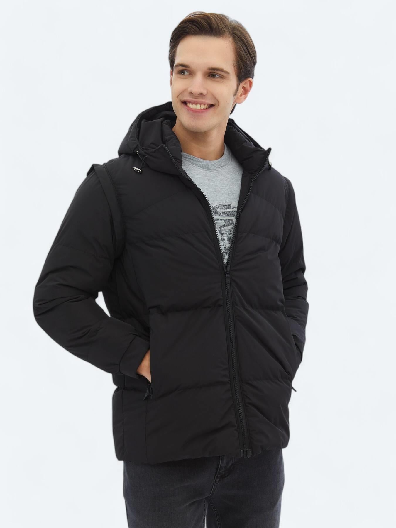 Siyah Regular Fit Casual Dokuma Mont
