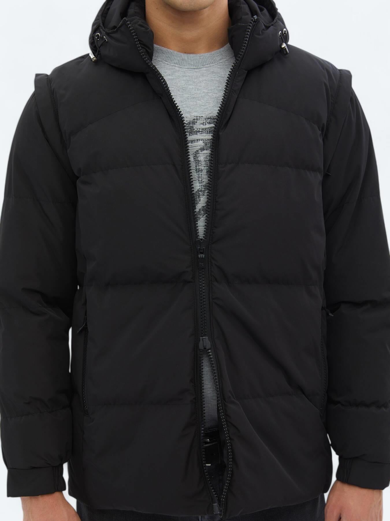 Siyah Regular Fit Casual Dokuma Mont