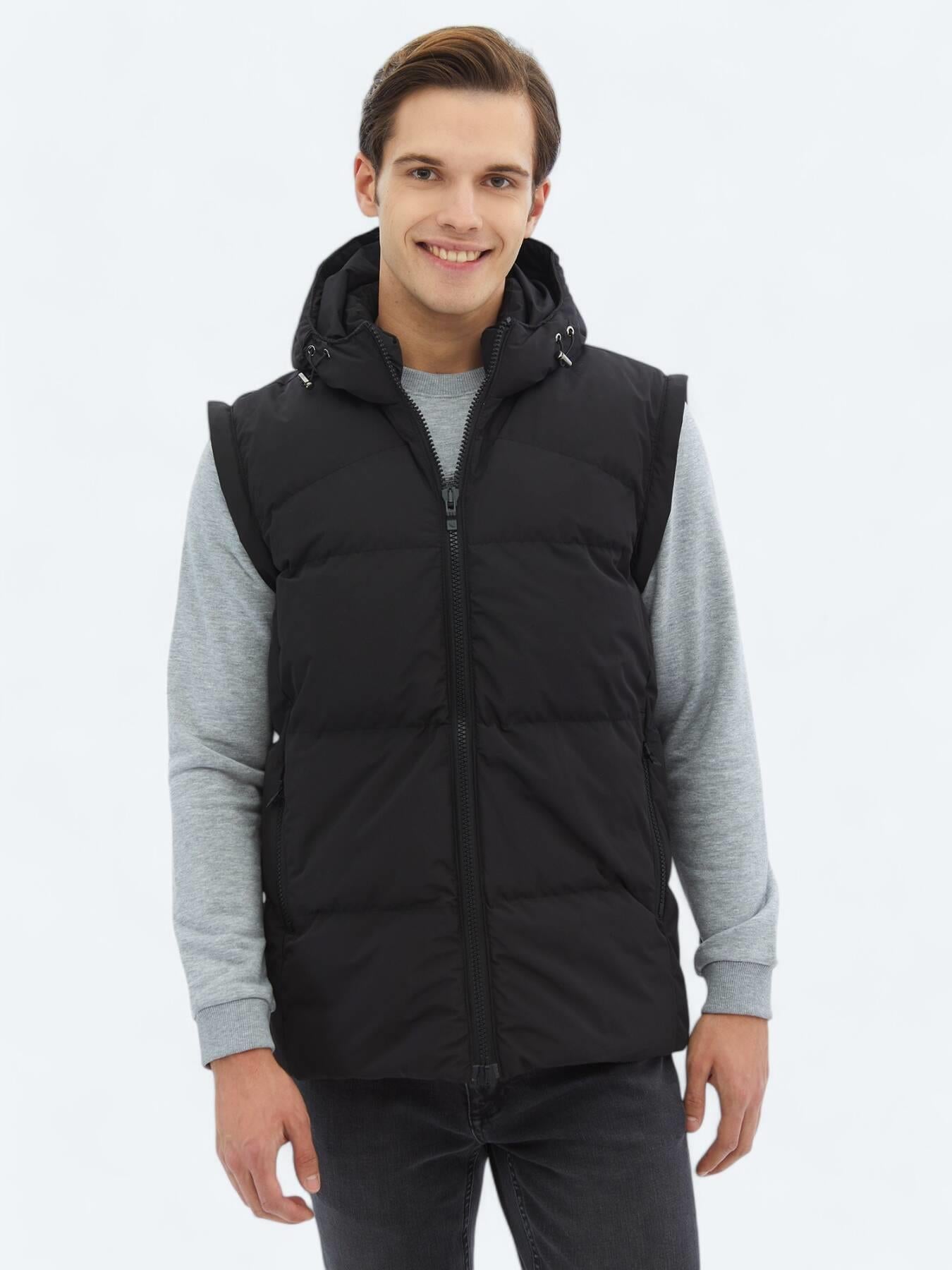 Siyah Regular Fit Casual Dokuma Mont