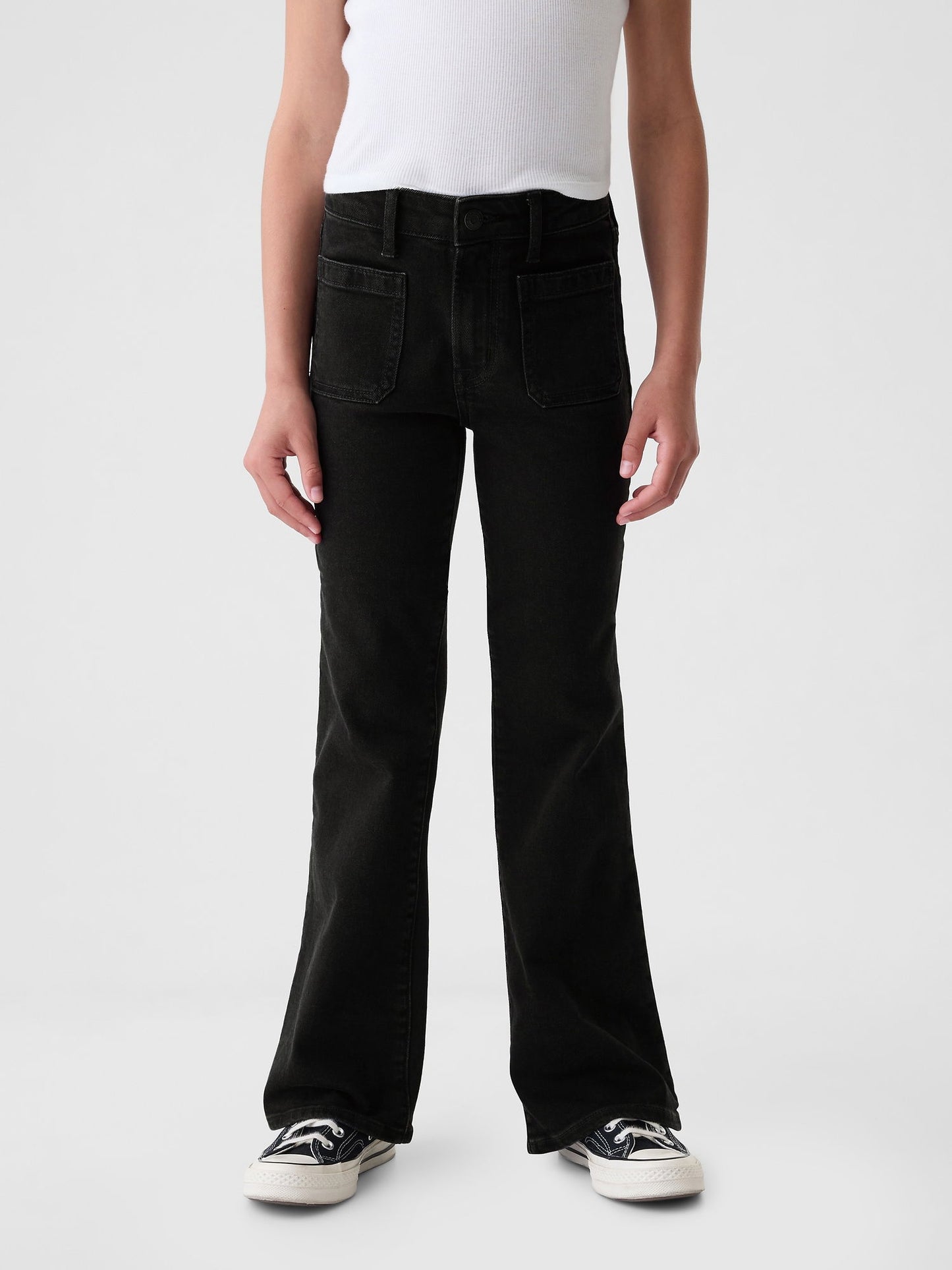 Siyah High Rise '70s Flare Jean Pantolon