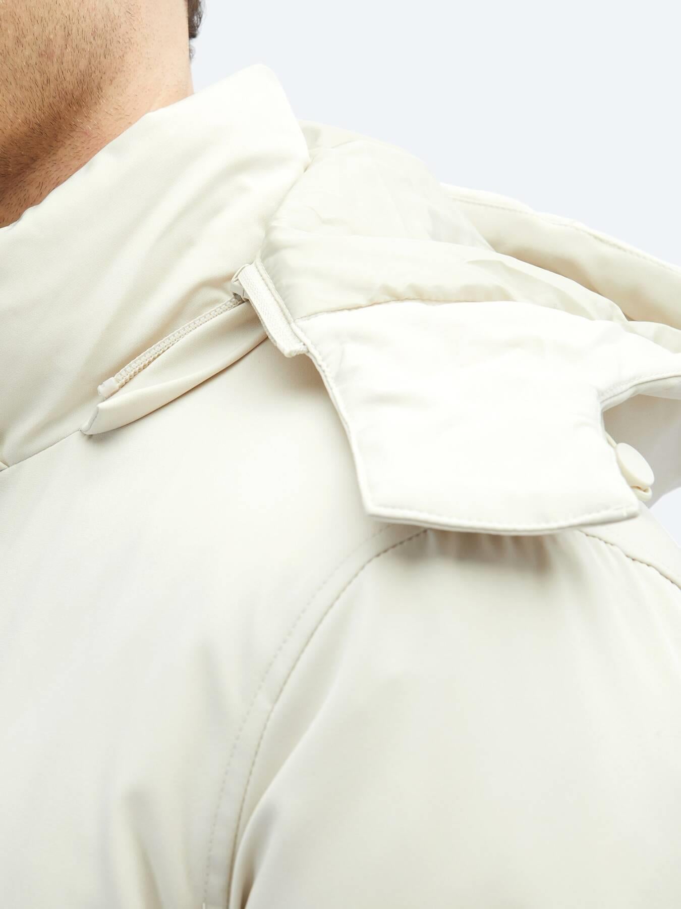 Taş Comfort Fit Kapüşonlu Casual Dokuma Kaban