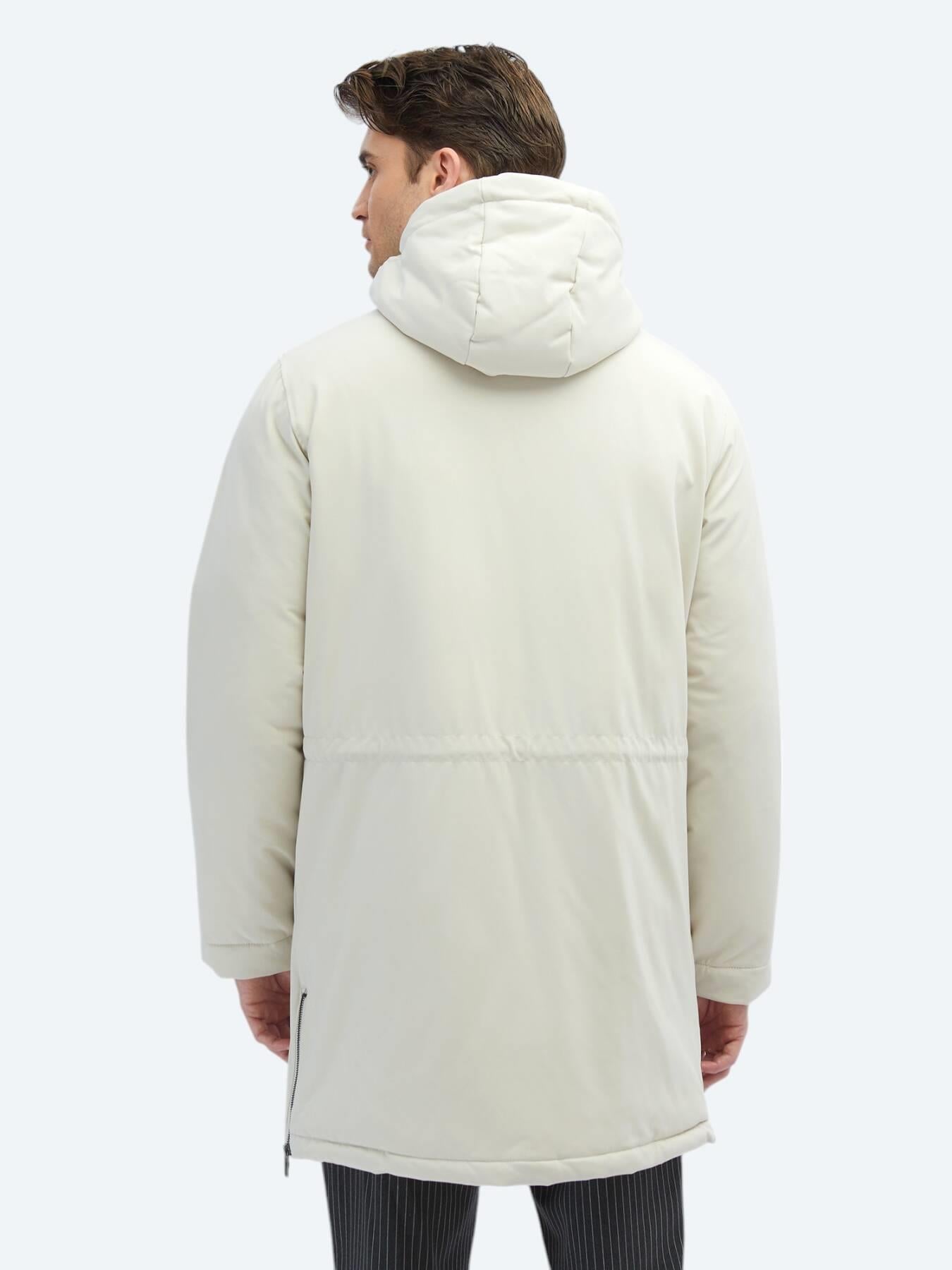 Taş Comfort Fit Kapüşonlu Casual Dokuma Kaban