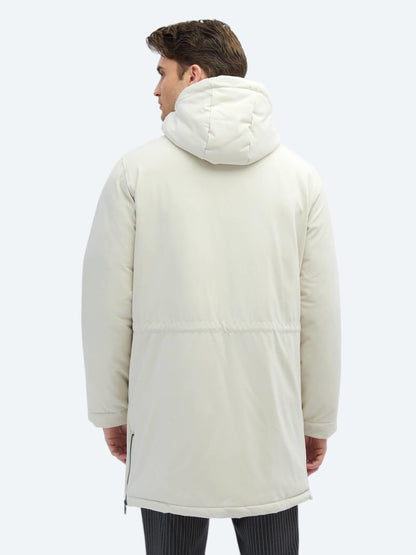 Taş Comfort Fit Kapüşonlu Casual Dokuma Kaban
