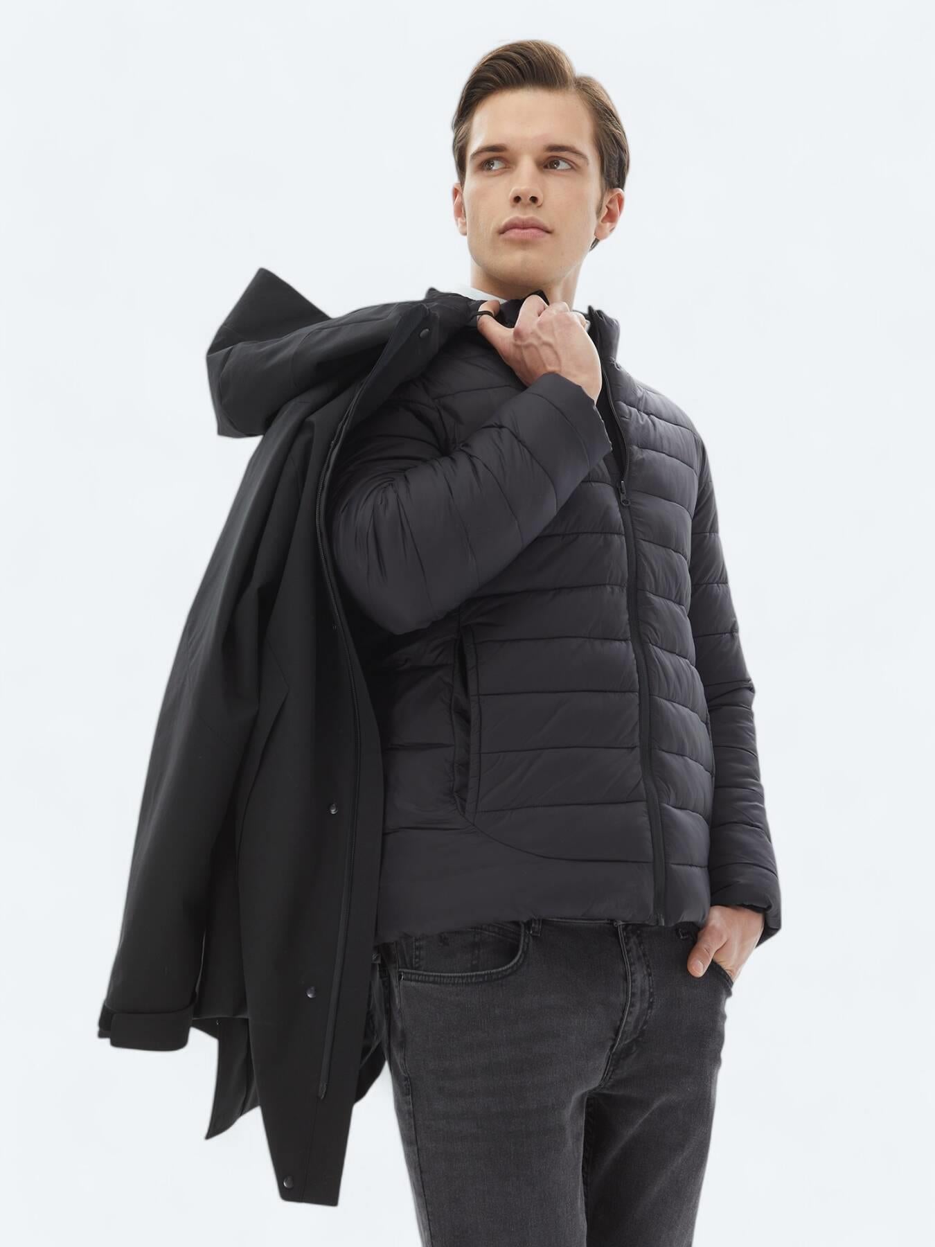 Siyah Regular Fit Kelebek Yaka Casual Dokuma Kaban