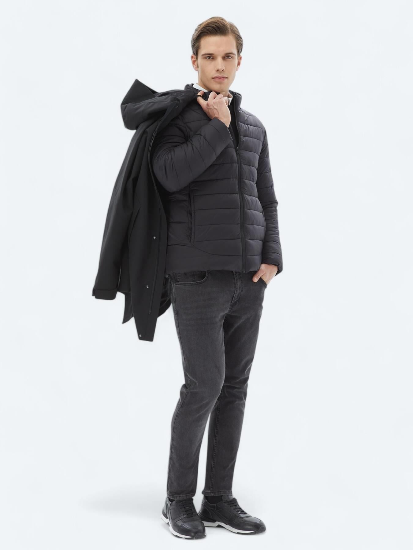 Siyah Regular Fit Kelebek Yaka Casual Dokuma Kaban