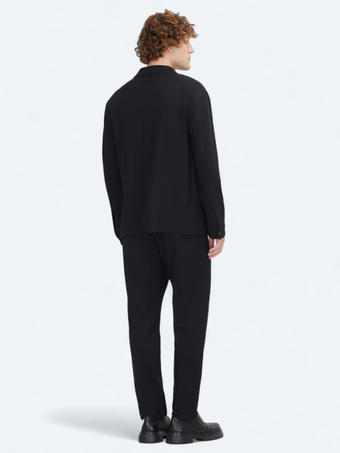 Siyah Düz Modern Fit Örme Takım Elbise