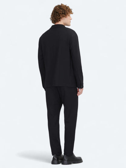 Siyah Düz Modern Fit Örme Takım Elbise
