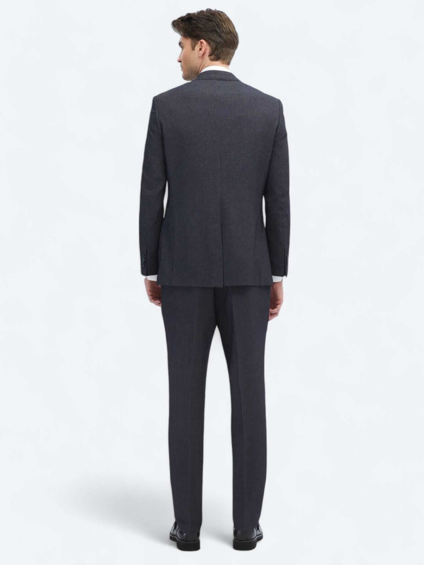 Siyah Desenli Modern Fit Takım Elbise