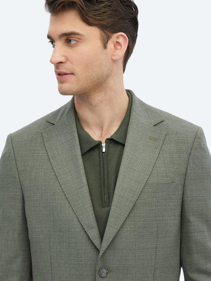 Haki Desenli Modern Fit Ceket