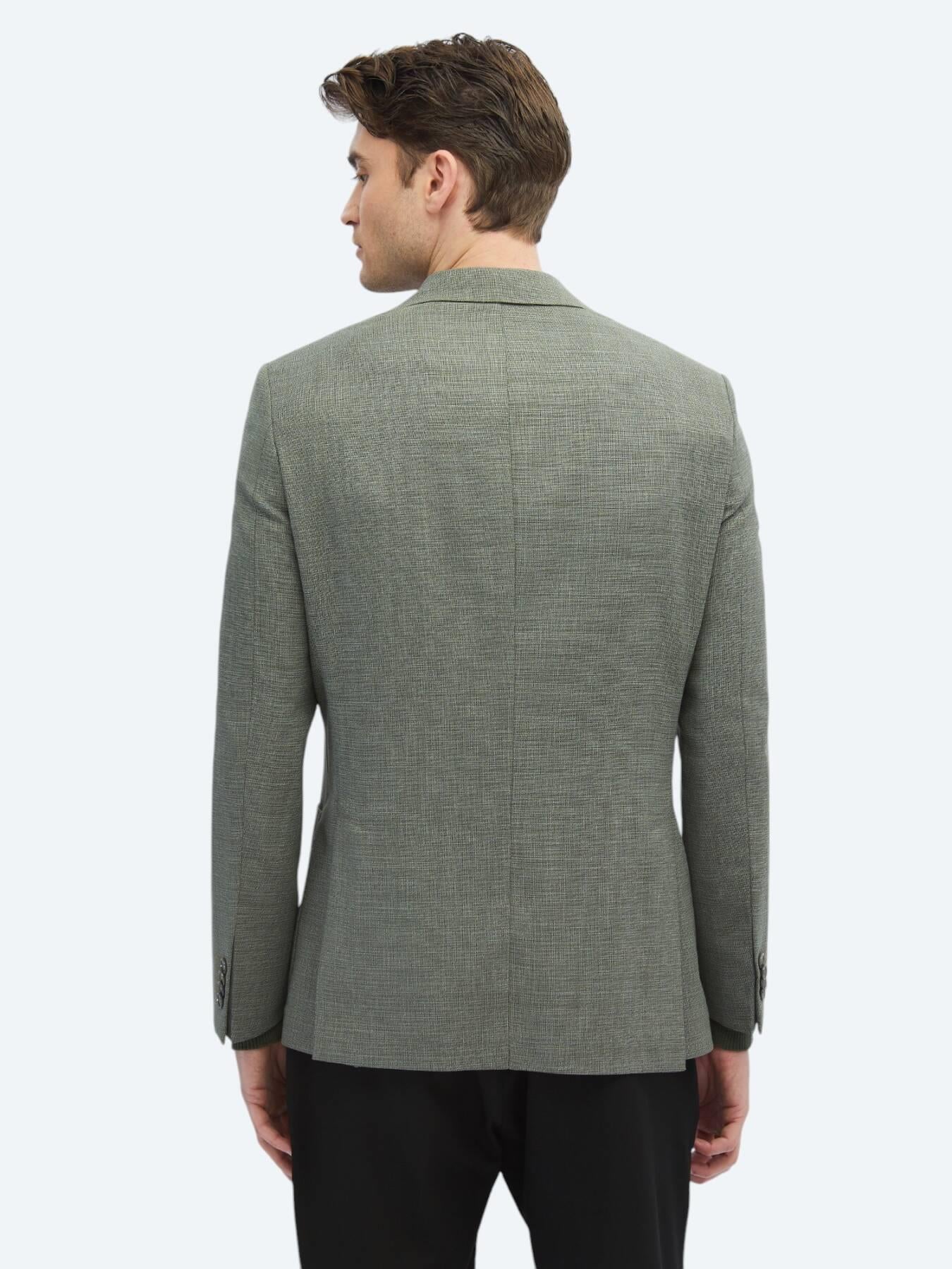 Haki Desenli Modern Fit Ceket