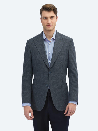 Indigo Desenli Modern Fit Ceket